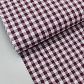 125CM REMNANT Dressmaking Cotton Gingham - Wide Width - Aubergine and White