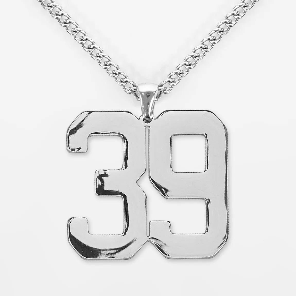 39 Number Pendant with Chain Necklace - Stainless Steel