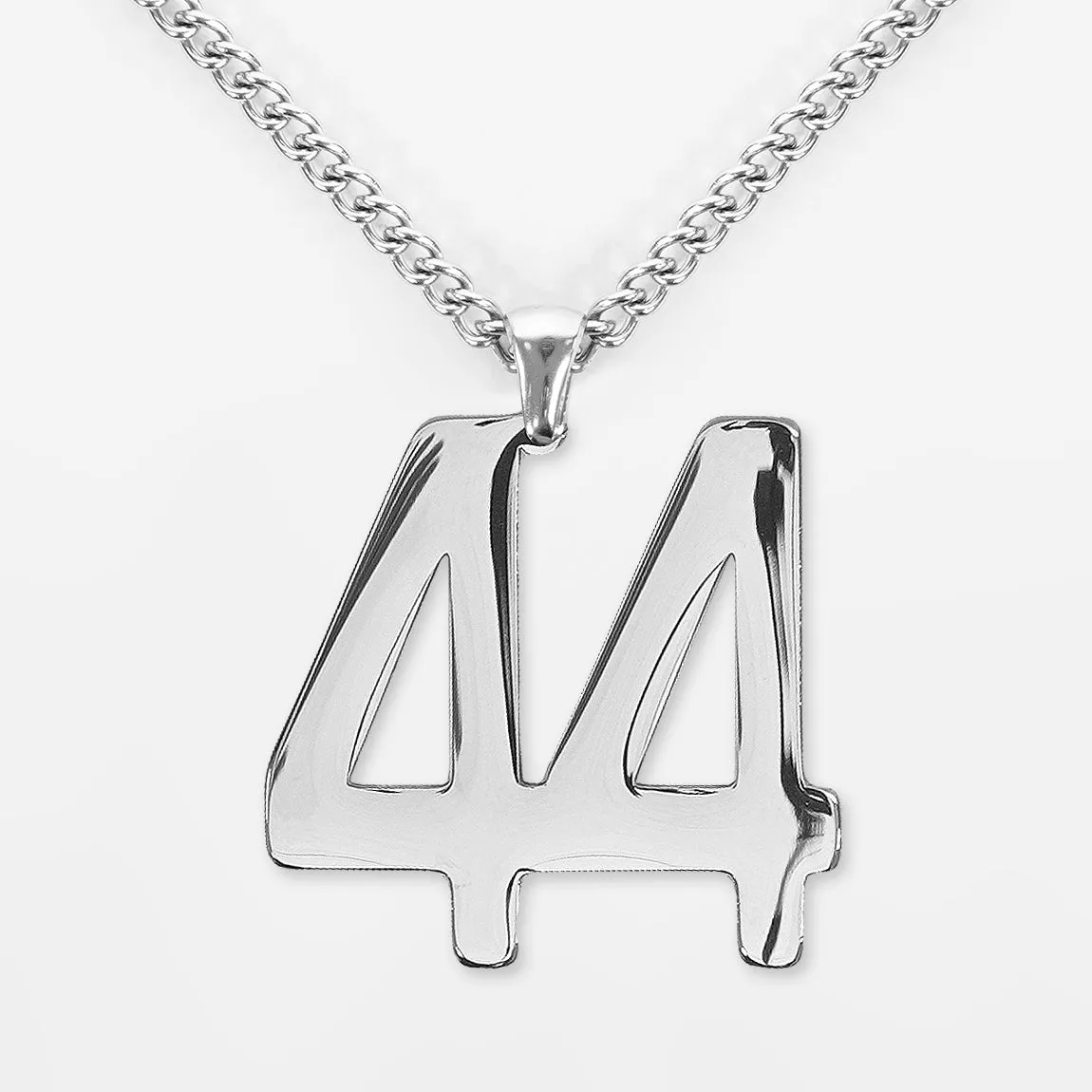 44 Number Pendant with Chain Necklace - Stainless Steel