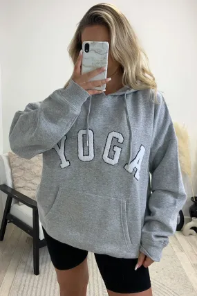 Anisa Grey Yoga Slogan Oversized Hoodie