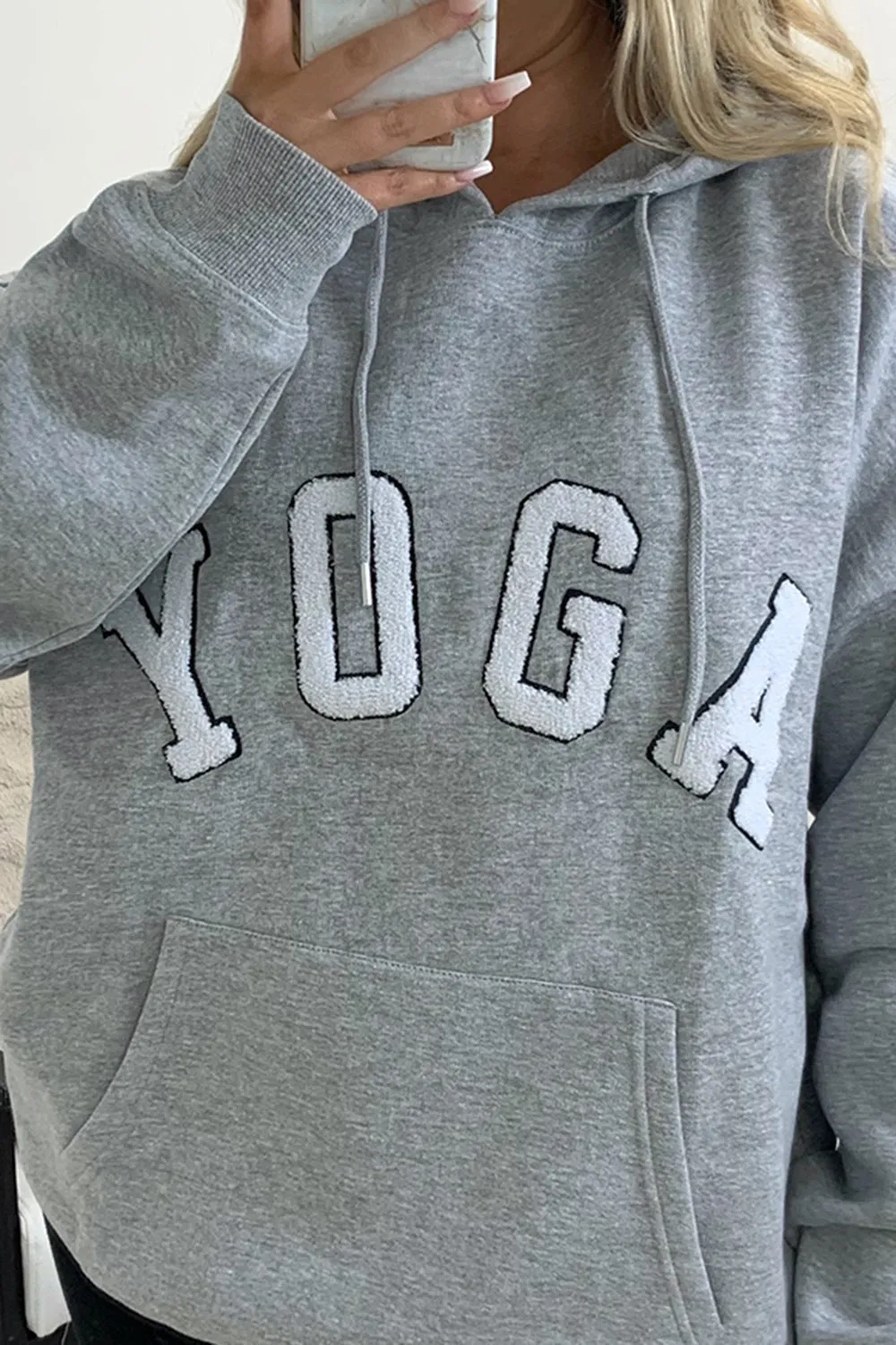 Anisa Grey Yoga Slogan Oversized Hoodie