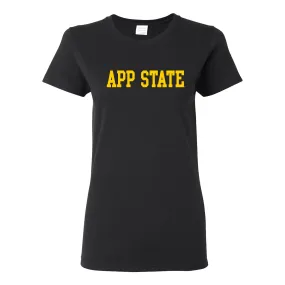 Appalachian State University Mountaineers Basic Block Cotton Women's T-Shirt - Black