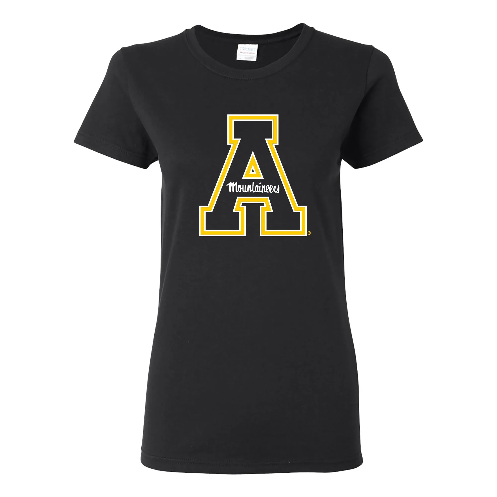 Appalachian State University Mountaineers Primary Logo Cotton Women's T-Shirt - Black