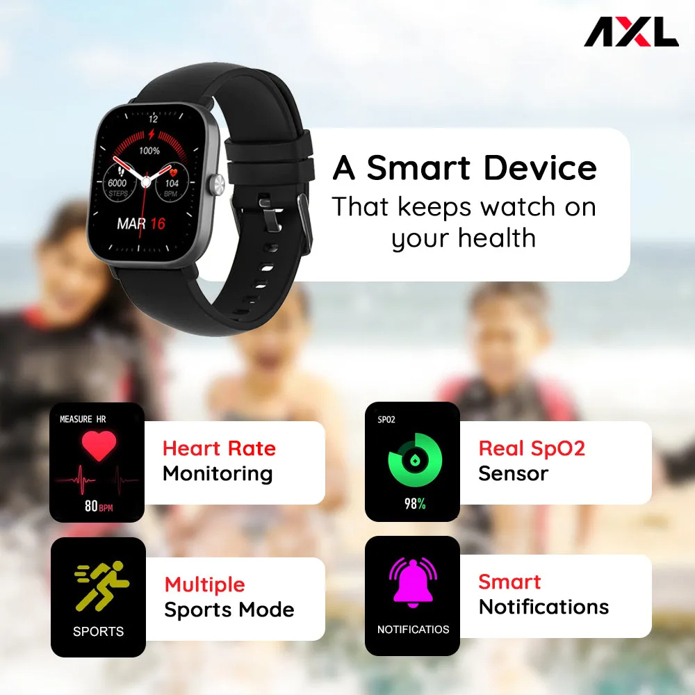 AXL Tempo Smart Watch 1.69" HD Display, Full Touch 100  Sports Mode, Water Proof IP67