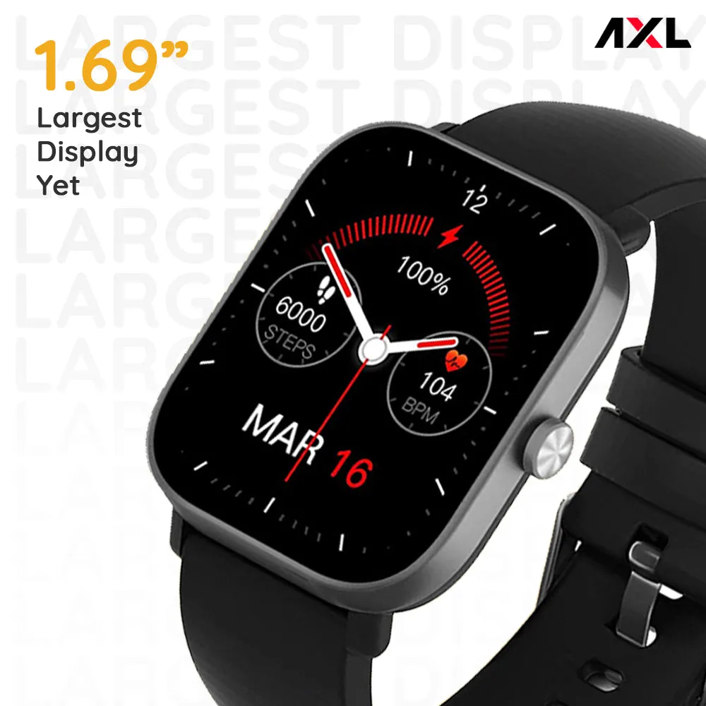 AXL Tempo Smart Watch 1.69" HD Display, Full Touch 100  Sports Mode, Water Proof IP67