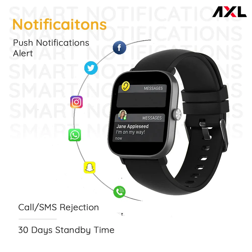 AXL Tempo Smart Watch 1.69" HD Display, Full Touch 100  Sports Mode, Water Proof IP67