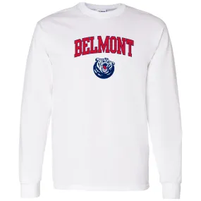 Belmont University Bruins Arch Logo  Basic Cotton Long Sleeve T-Shirt - White