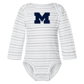 Block M Infant Fine Jersey Long Sleeve Creeper - Shadow Stripe