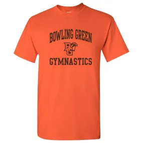 Bowling Green State University Falcons Arch Logo Gymnastics Basic Cotton Short Sleeve T Shirt - Orange