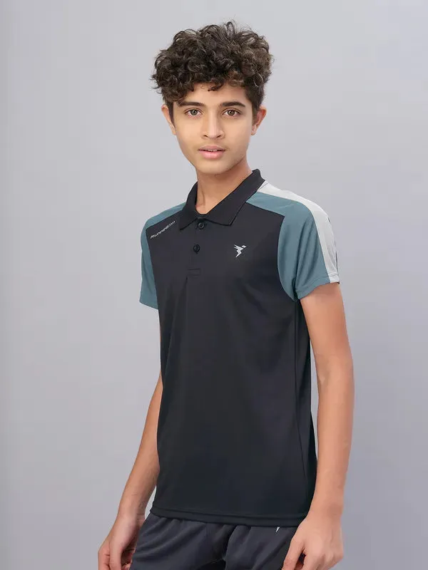 Boys Colorblock Slim Fit Polo T-shirt with TECHNO COOL