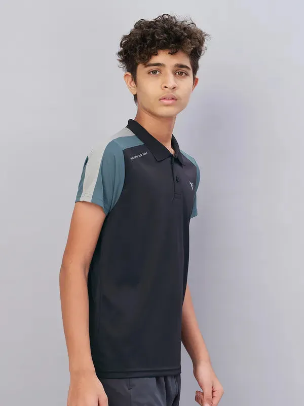 Boys Colorblock Slim Fit Polo T-shirt with TECHNO COOL