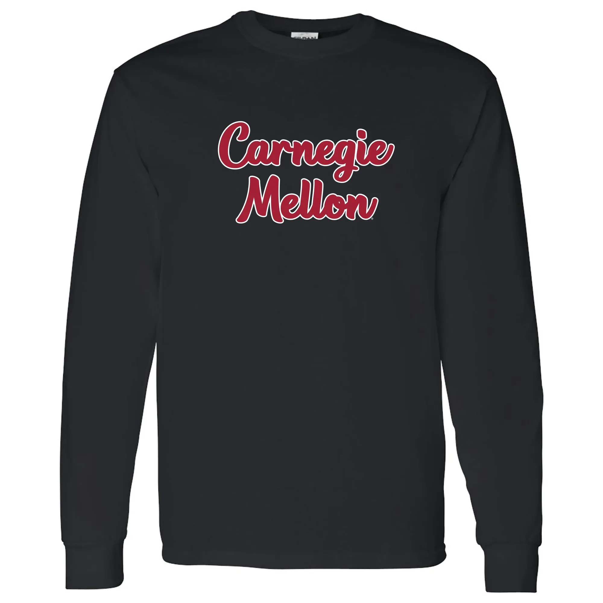 Carnegie Mellon Tartans Basic Script Cotton Long Sleeve T Shirt - Black