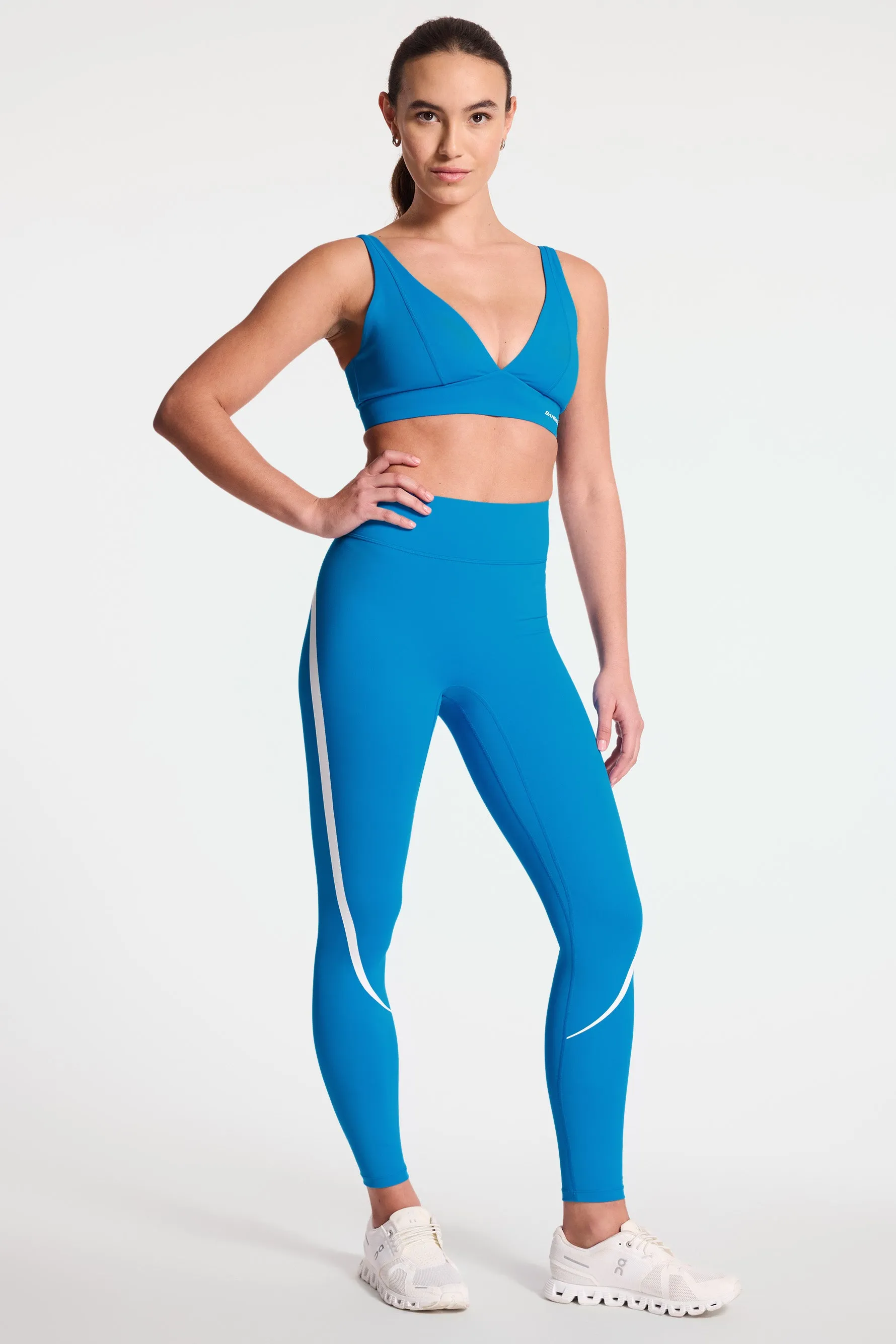 Center Stage Contrast Legging - Blue/white