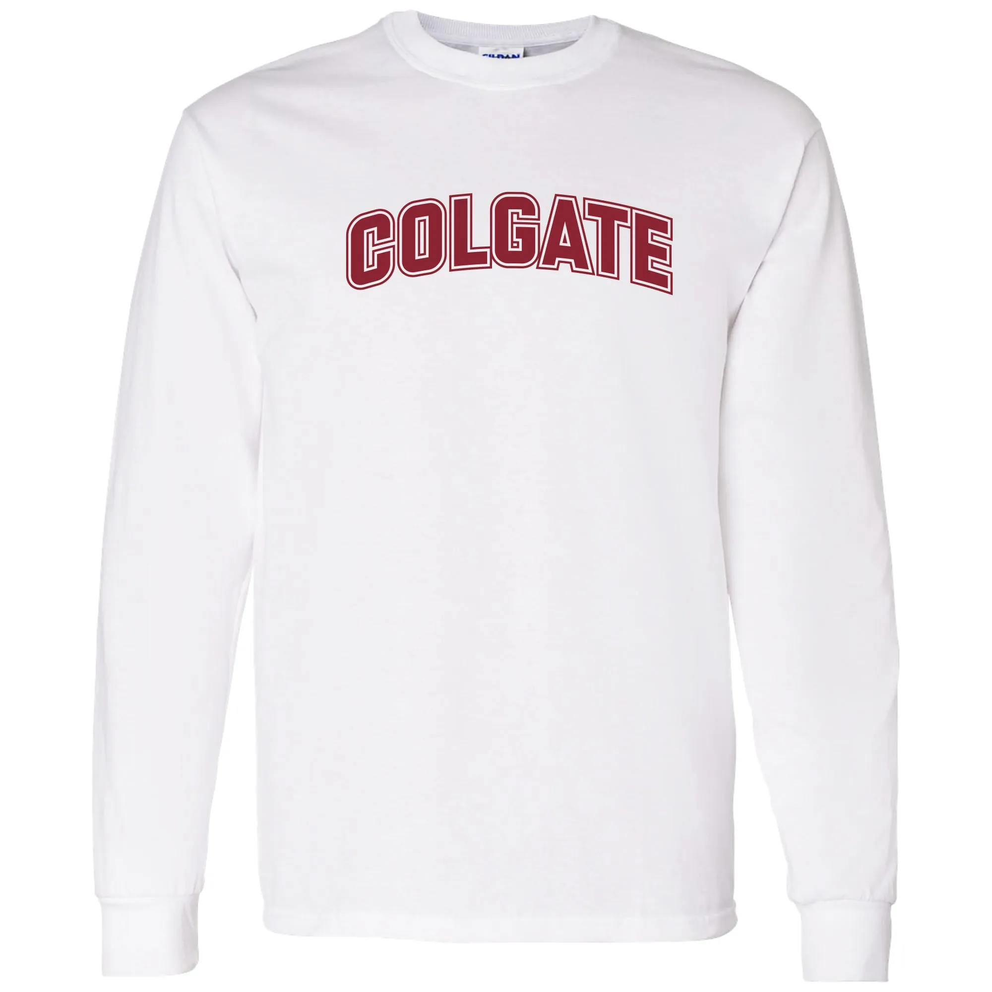 Colgate University Raiders Arch Logo Long Sleeve T Shirt - White