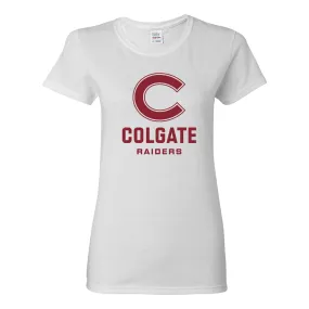 Colgate University Raiders Primary Logo Womens Short Sleeve T Shirt - White