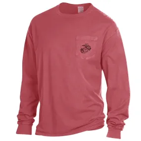 Comfort Wash EGA Crimson Red Long Sleeve Pocket Tee