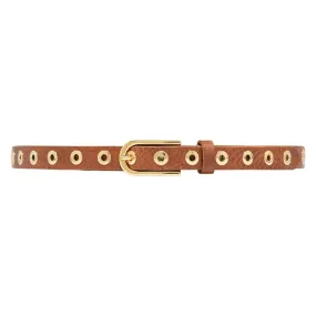 Cool narrow belt with details / 11478 - Brown