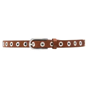 Cool narrow belt with details / 11478 - Brown/Silver