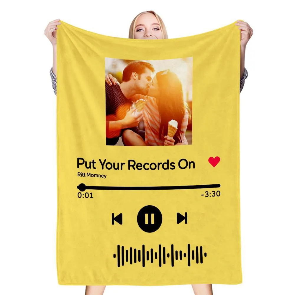 Custom Scannable Music Code Photo Fleece Blanket - 4 Colors