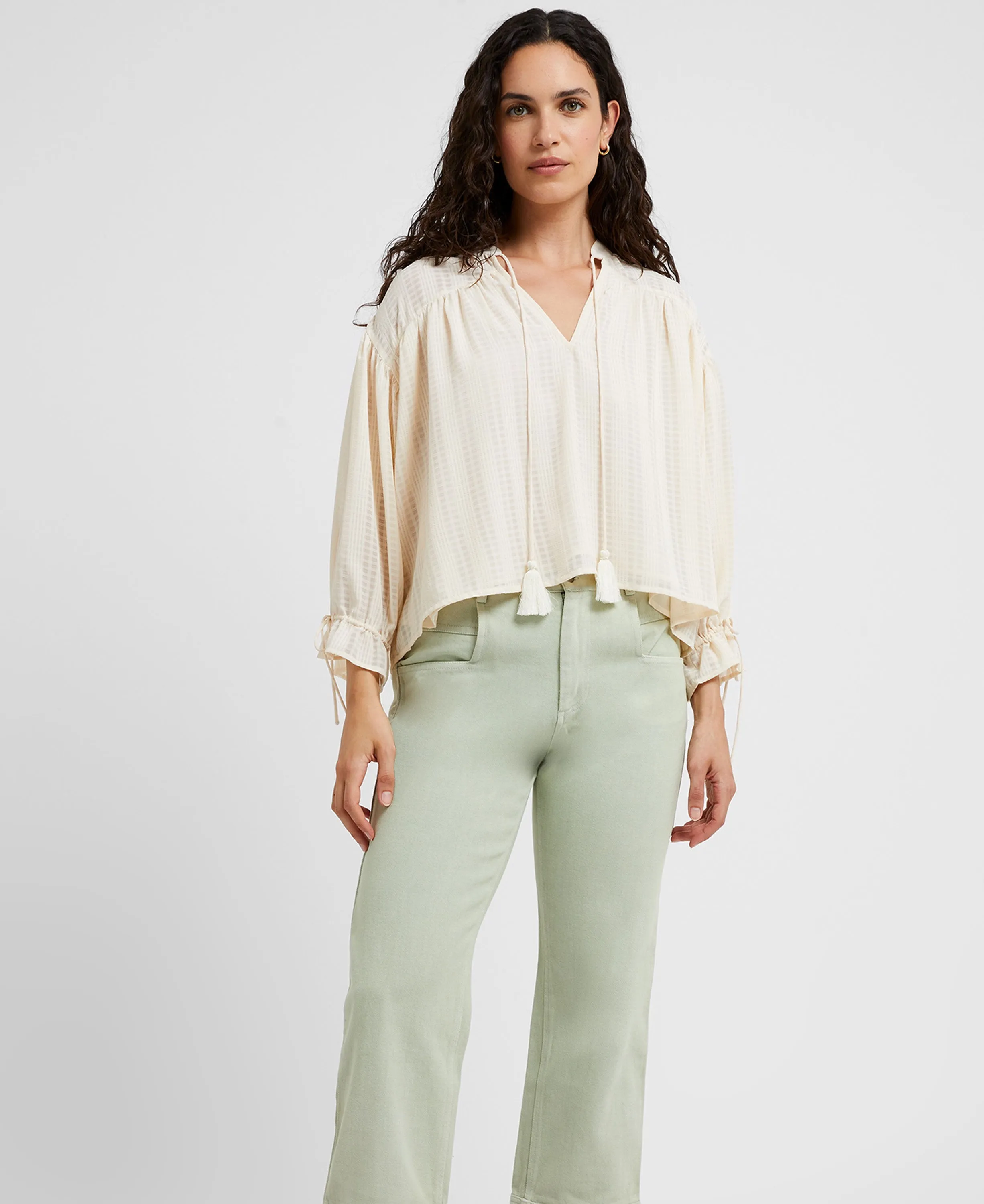 Desert Check Blouse - Ecru