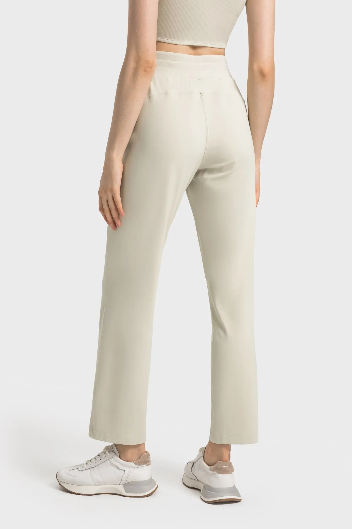 High-Waisted Straight-Leg Casual Trousers