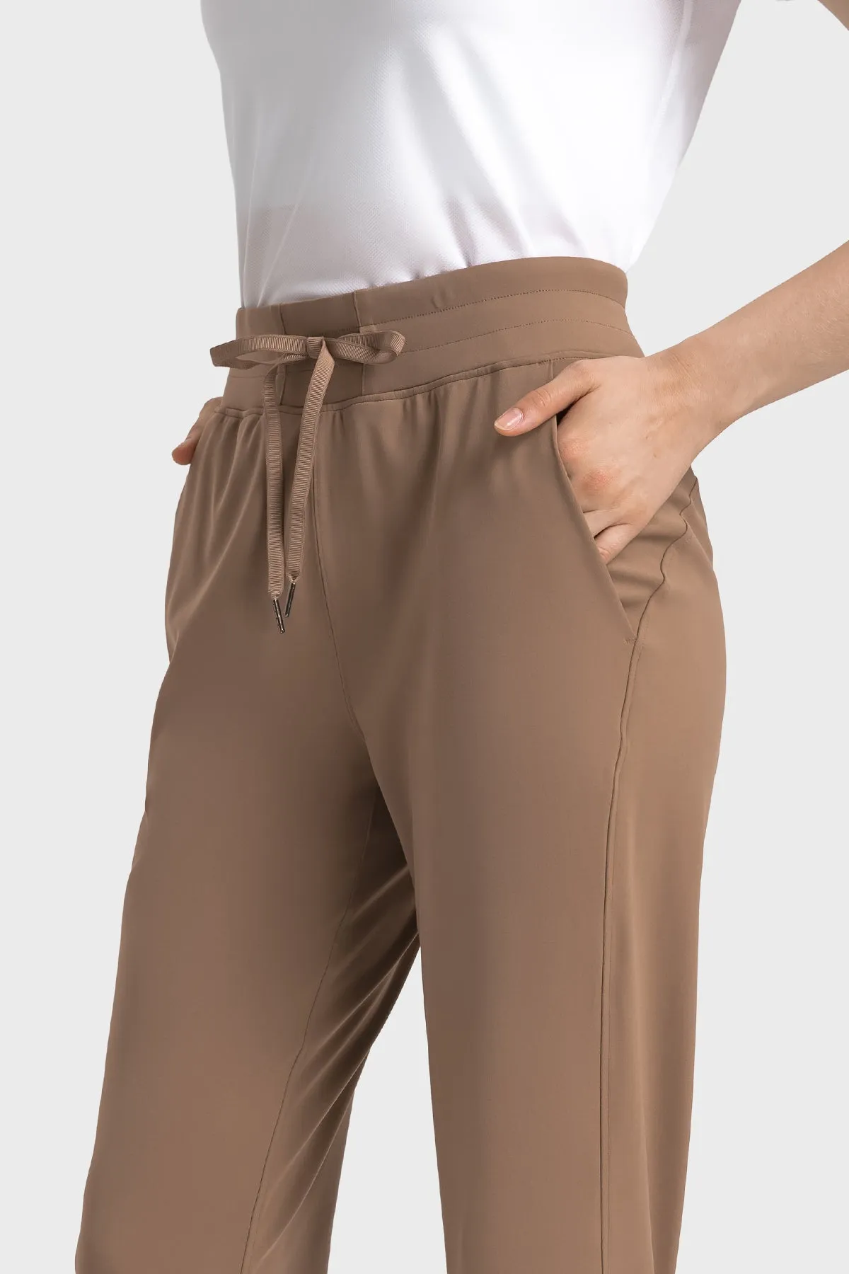 High-Waisted Straight-Leg Casual Trousers