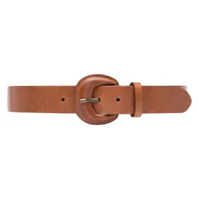 Jenas leather belt with large buckle / 15166 - Cognac