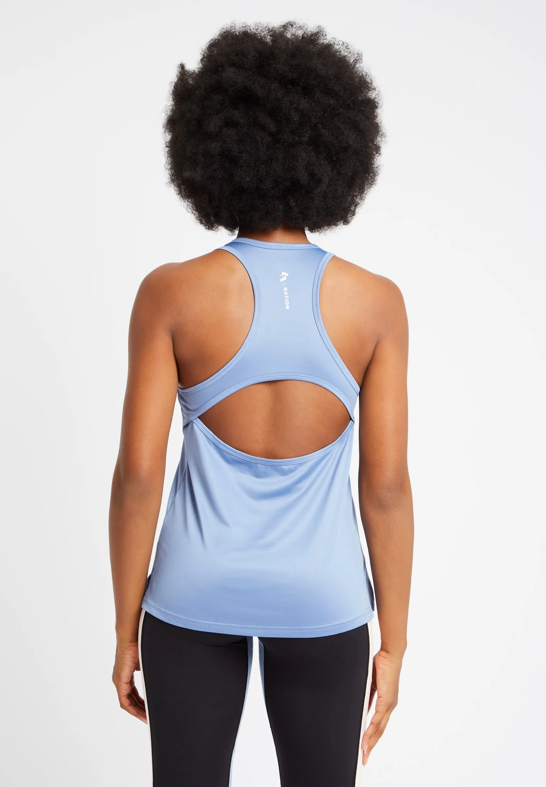 Long Line Open back Vest Top-Cornflour Blue