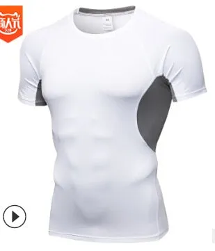 Men Short Sleeve Fitness Elastic Running Sport T-shirt Compression