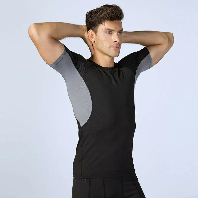 Men Short Sleeve Fitness Elastic Running Sport T-shirt Compression