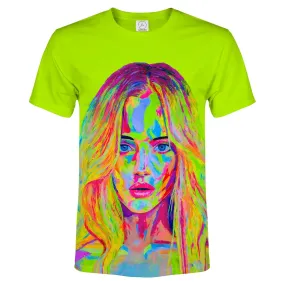 Neon Green T-Shirt Glow in Ultraviolet Fluorescent Obramovich