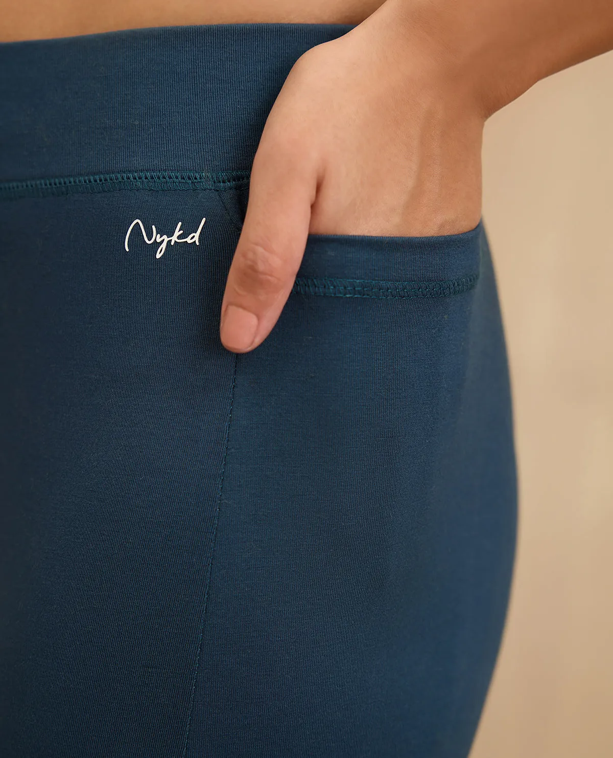 NYKD By Nykaa Comfort Leggings with Pockets! - NYAT401-Blue