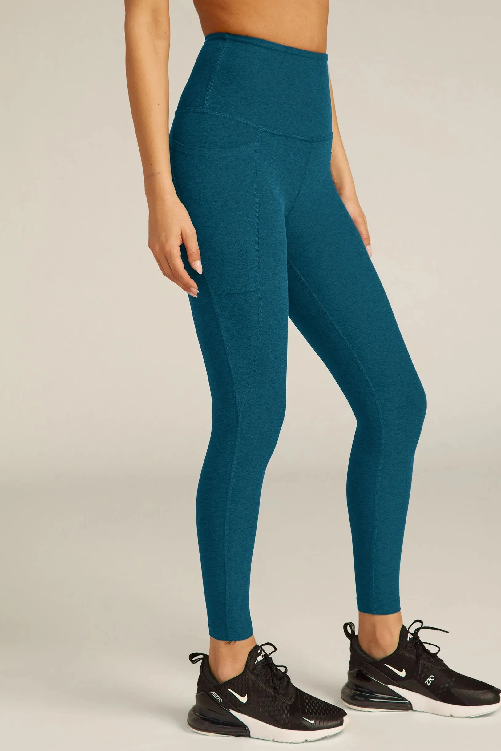 Out of Pocket High Waisted Midi Leggings - Blue Gem