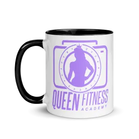 Queen Fitness Academy Ceramic Mug Black Color Inside and Pale Purple Logo