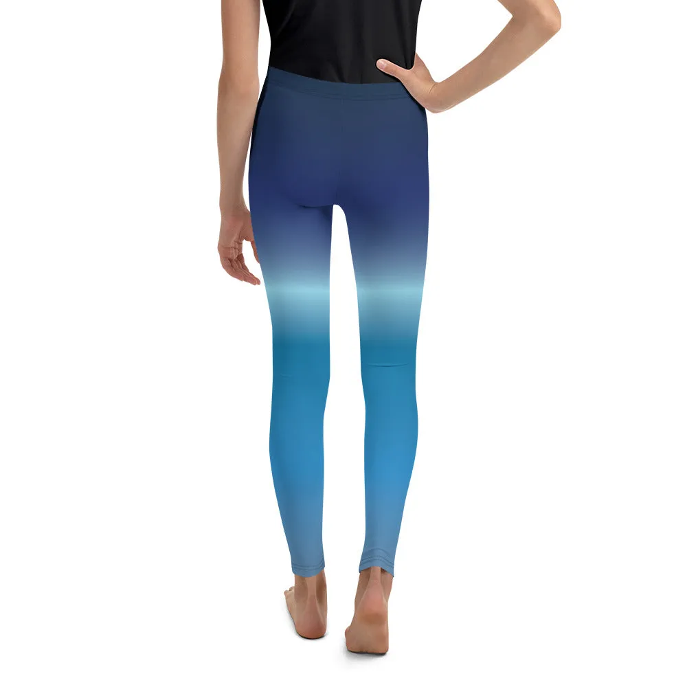 Reverse Blue Gradient Youth Leggings,Girls and Boys Matching Family Outfits