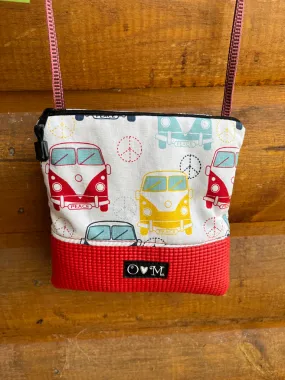 Stella Red Cross Body Purse-VW print fabric