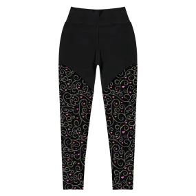 Swirls and Hearts Sports Leggings (Women's XXS-3XL)