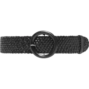 Wide braided leather belt / 14656 - Black (Nero)